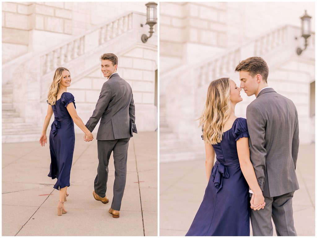 Engagement couple at Detroit Institute of arts